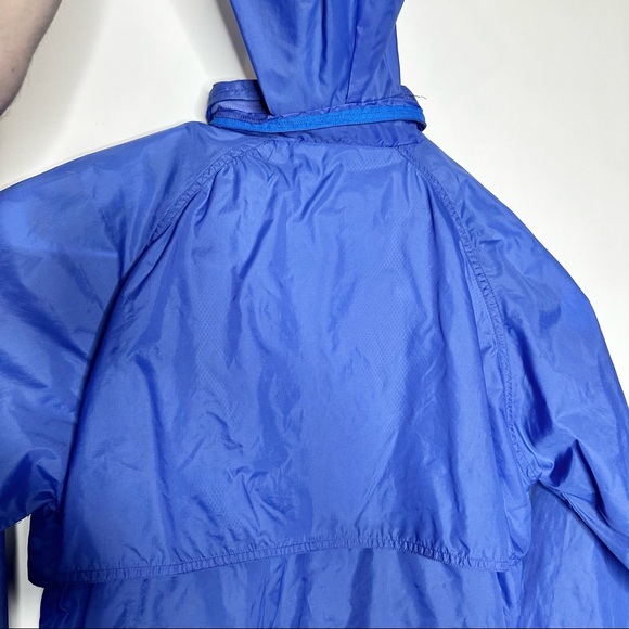 Vtg Atlantic Traders Sz M Jacket Windbreaker Blue 21x26” Hidden Hood - Picture 11 of 13